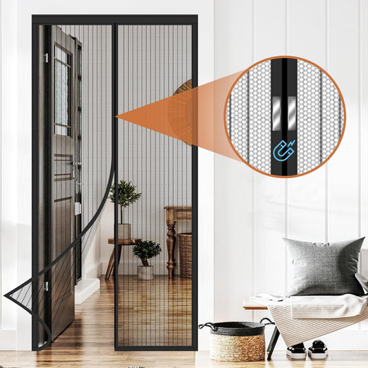 Soft Screen Window Curtain Magnetic Stripe Summer Door Curtain With Velcro Pushpin